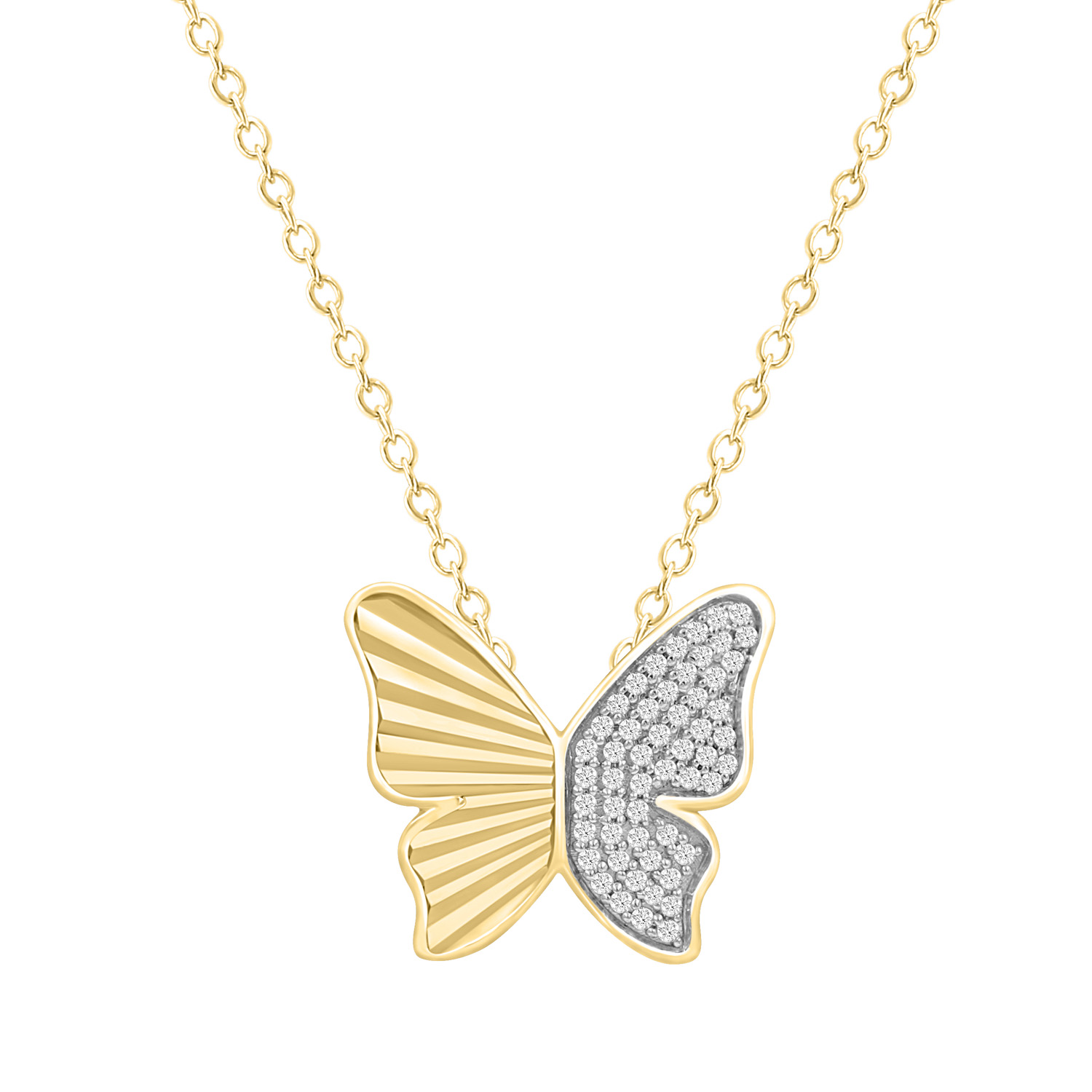 18315942_344900Y-4944705.jpg LADIES PENDANT WITH CHAIN 0.16CT ROUND DIAMOND 10K YELLOW GOLD - Image 1