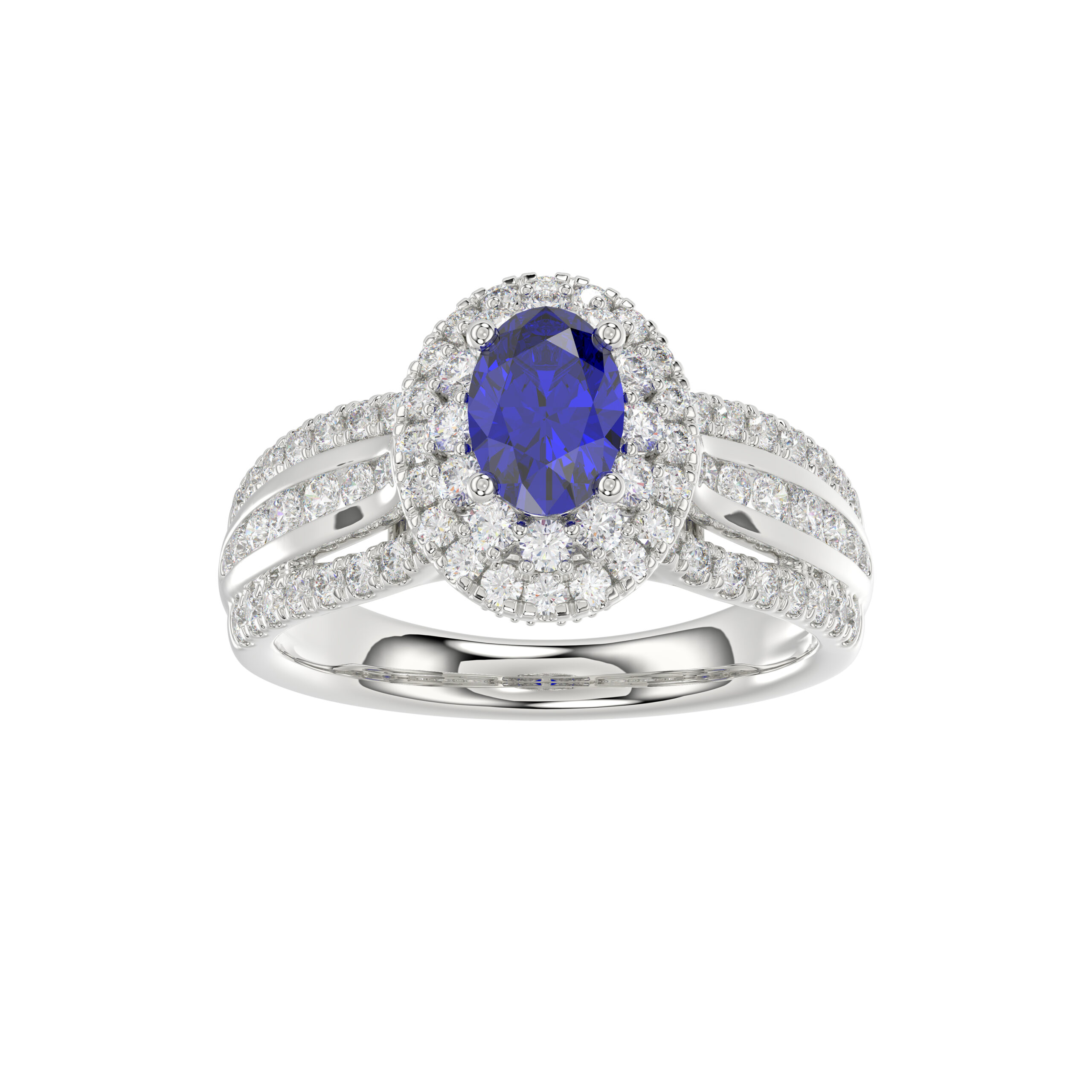 18315983_345518W-NT-A-4944717.jpg LADIES RING 1.65CT ROUND/BLUE SAPPHIRE OVAL DIAMOND 14K WHITE GOLD (CENTER STONE 0.94CT BLUE SAPPHIRE OVAL DIAMOND) - Image 1