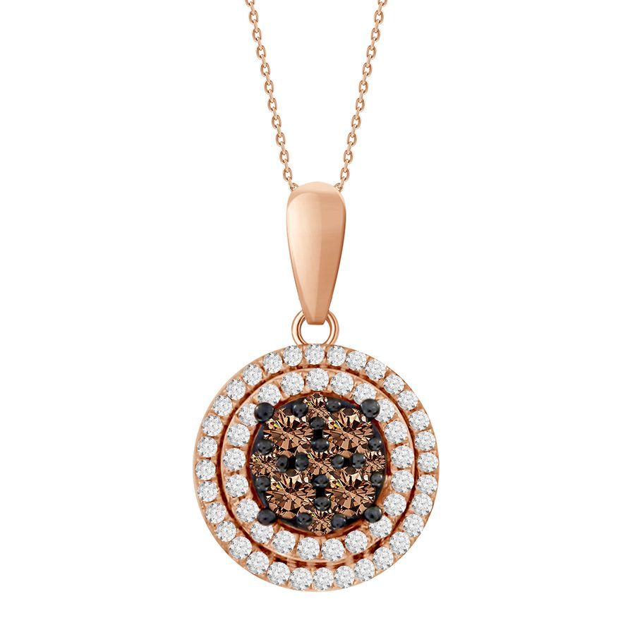 18316152_307090R-4945148.jpg LADIES PENDANT WITH CHAIN 0.33CT ROUND DARK BROWN DIAMOND 14K ROSE GOLD - Image 1