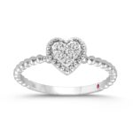 10K WHITE GOLD 1/10CT ROUND DIAMOND PINK SAPPHIRE DIAMOND LADIES RING