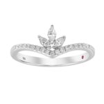 10K WHITE GOLD 1/3CT ROUND/PINK MARQUISE SAPPHIRE DIAMOND LADIES RING