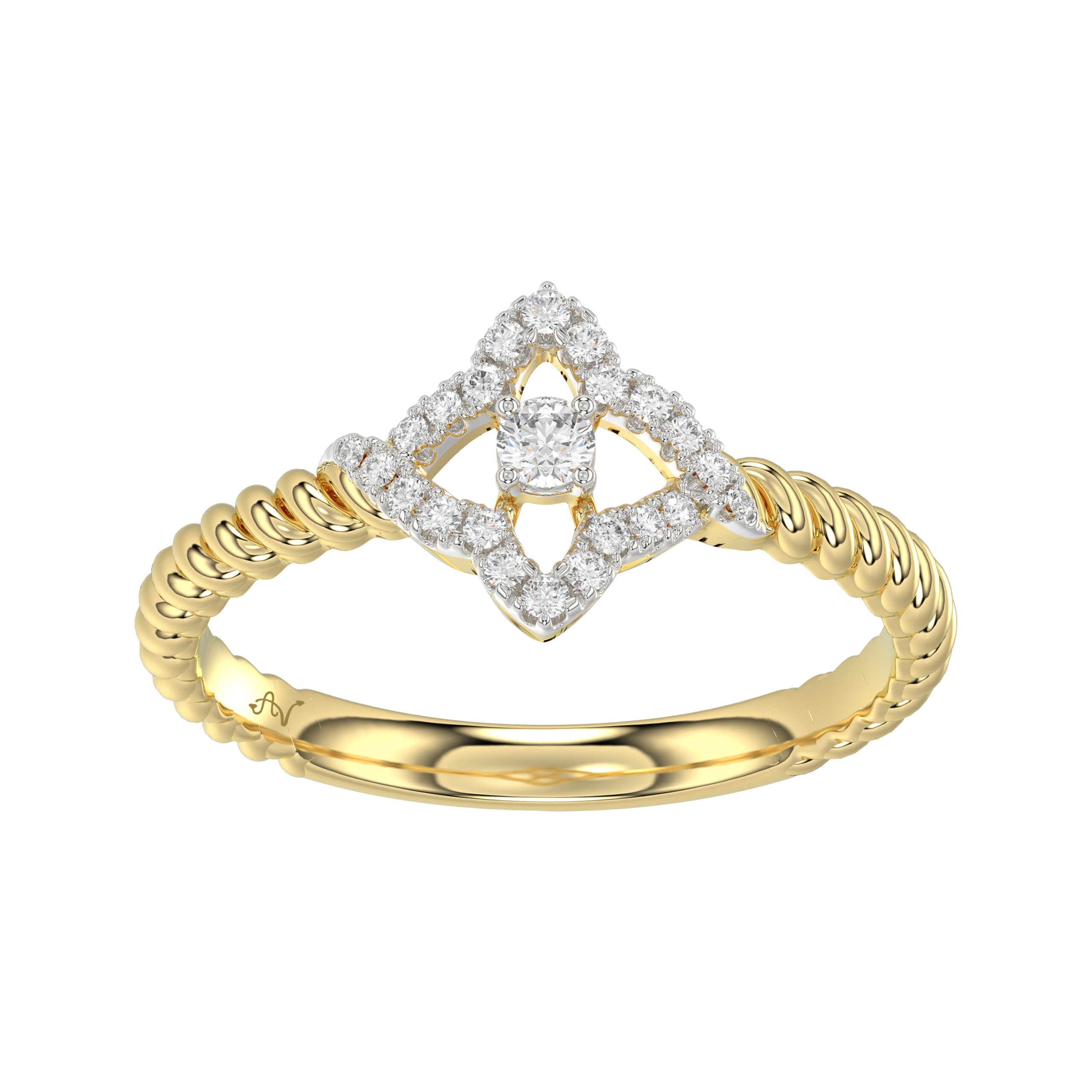 18316288_351055Y.jpg 10K Yellow Gold Ladies Diamond Ring Featuring 0.15 Ct Round Diamonds. Stylish Fine Jewelry Piece Perfect For Daily Wear And Gifting. - Image 1