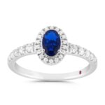 10K WHITE GOLD 7/8CT ROUND DIAMOND LADIES RING (OVAL BLUE SAPPHIRE DIAMOND 5/8CT)