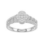 LADIES RING 0.33CT ROUND/BAGUETTE DIAMOND 10K WHITE GOLD - Image 2