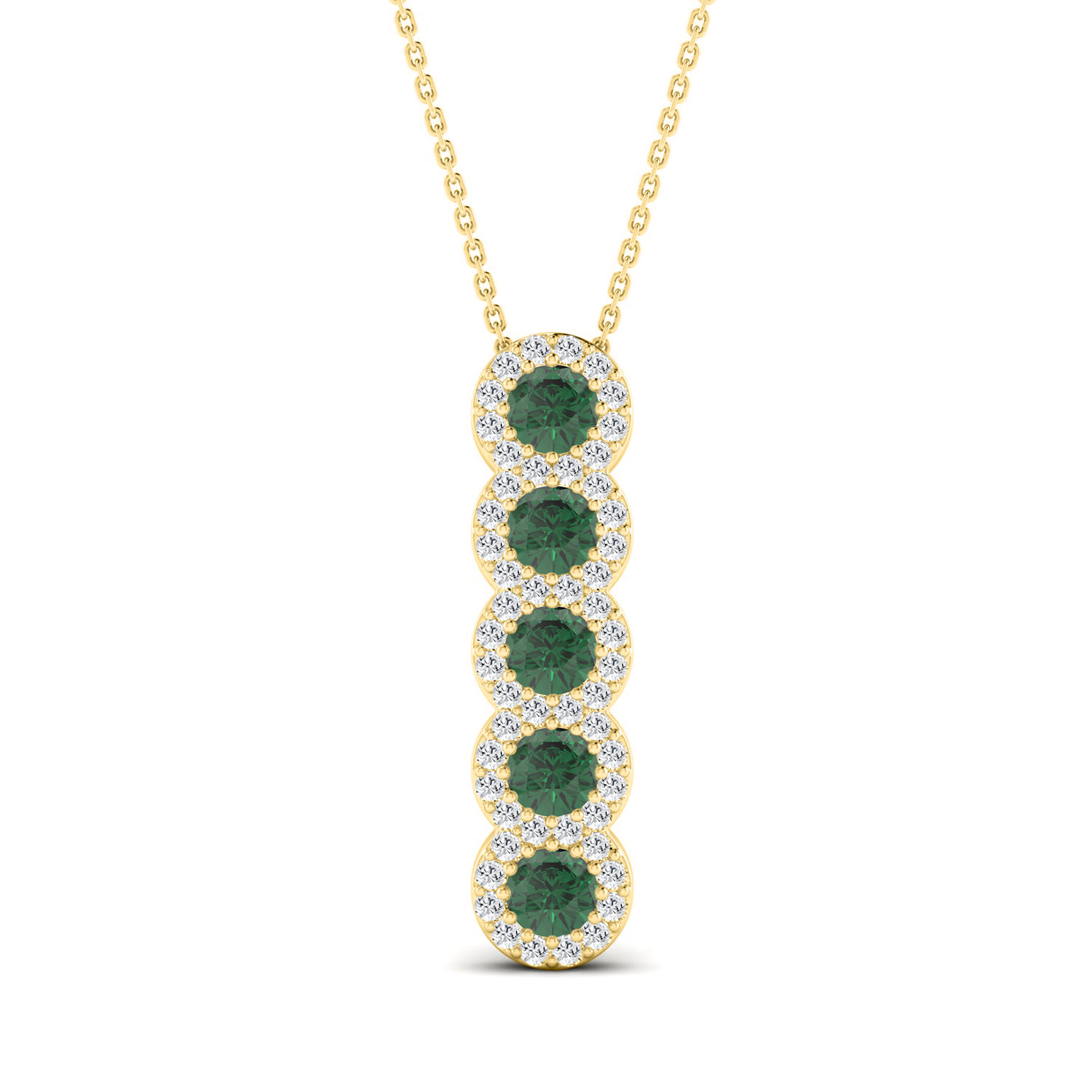 18316623_348783Y-NT-A-4975610.jpg LADIES PENDANT WITH CHAIN 1.80CT ROUND/GREEN EMERALD ROUND DIAMOND 14K YELLOW GOLD - Image 1