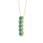 14K Yellow Gold 1.80Ct Emerald And Round Diamond Pendant For Women. A Refined Luxury Jewelry Design Includes Chain - Image 3