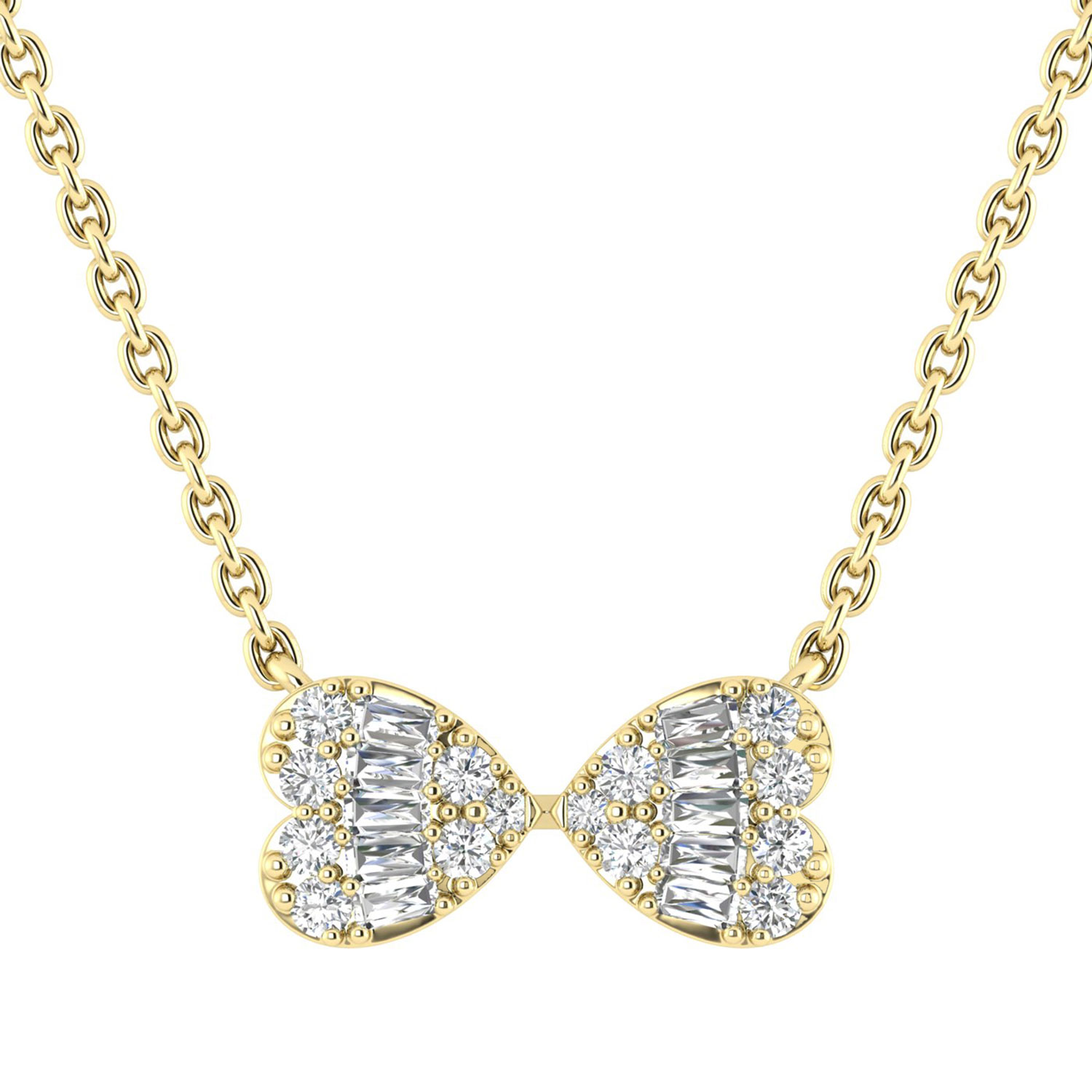18316635_349748Y-4976209.jpg LADIES PENDANT WITH CHAIN 0.25CT ROUND/BAGUETTE DIAMOND 14K YELLOW GOLD - Image 1