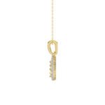 Elegant 10K Yellow Gold Ladies Teardrop Nugget Pendant Featuring A Cluster Of 0.20 Ct Round Diamonds. Includes Chain - Image 2