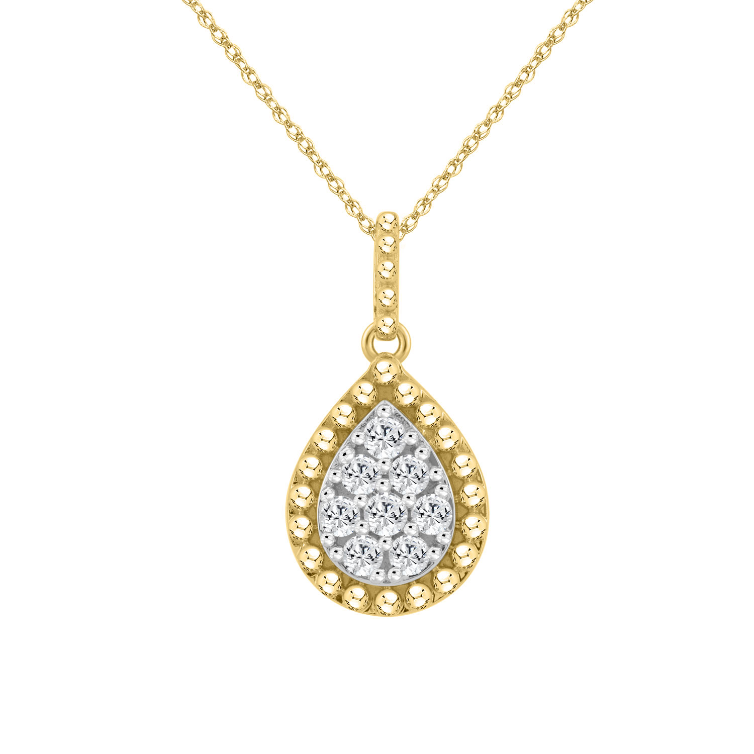 18316673_356532Y-4976088.jpg LADIES PENDANT WITH CHAIN 0.10CT ROUND DIAMOND 10K YELLOW GOLD - Image 1