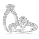14K WHITE GOLD 1/2CT ROUND DIAMOND LADIES SEMI MOUNT RING (CENTER STONE ROUND DIAMOND 1CT)