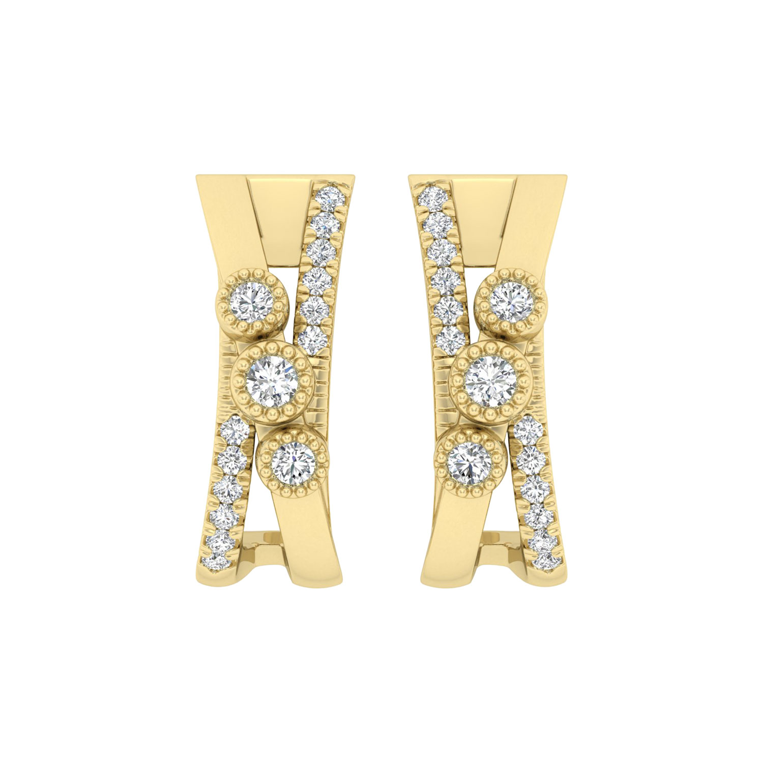 18316708_348422Y-4976203.jpg LADIES EARRINGS 0.30CT ROUND DIAMOND 10K YELLOW GOLD - Image 1