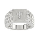 �Elegant Men�S Fashion Ring 0.10Ct Round Diamond Sterling Silver White Luxury Statement Jewelry For Men