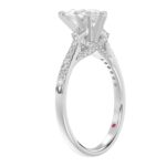 14K WHITE GOLD 1/2CT ROUND/BAGUETTE DIAMOND LADIES SEMI MOUNT BRIDAL SET(CENTER STONE MOUNT PEAR DIAMOND 1CT) - Image 3