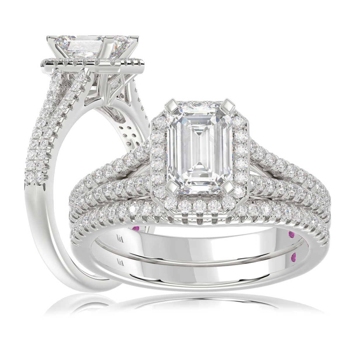 18316888_VA15828W-AB-1201x1201.jpg 14K WHITE GOLD 1/2CT ROUND/EMERALD DIAMOND LADIES SEMI MOUNT BRIDAL SET(CENTER STONE MOUNT EMERALD DIAMOND 1CT) - Image 1