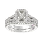 14K WHITE GOLD 1/2CT ROUND/EMERALD DIAMOND LADIES SEMI MOUNT BRIDAL SET(CENTER STONE MOUNT EMERALD DIAMOND 1CT) - Image 2