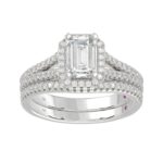 14K WHITE GOLD 1/2CT ROUND/EMERALD DIAMOND LADIES SEMI MOUNT BRIDAL SET(CENTER STONE MOUNT EMERALD DIAMOND 1CT) - Image 4