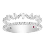 14K WHITE GOLD 1/3CT ROUND/BAGUETTE DIAMOND LADIES BAND