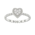 Ladies 0.10Ct Round Diamond Halo Heart Ring Sterling Silver Stylish Women�S Engagement & Promise Ring