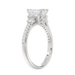 14K WHITE GOLD 1/4CT ROUND/BAGUETTE DIAMOND LADIES SEMI MOUNT RING (CENTER STONE EMERALD DIAMOND 1CT) - Image 3