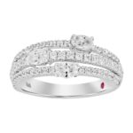 14K WHITE GOLD 1CT ROUND/OVAL DIAMOND LADIES FASHION RING