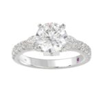 14K WHITE GOLD 3/4CT ROUND/PEAR DIAMOND LADIES SEMI MOUNT RING (CENTER STONE ROUND DIAMOND 2CT) - Image 4