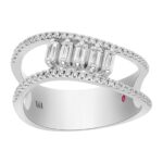 18K WHITE  GOLD 1/2CT ROUND/BAGUETTE DIAMOND LADIES FASHION RING