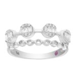18K WHITE  GOLD 3/8CT ROUND/BAGUETTE DIAMOND LADIES FASHION RING