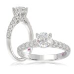 18K WHITE GOLD 1 1/2CT ROUND DIAMOND LADIES RING(CENTER STONE ROUND DIAMOND 7/8CT)