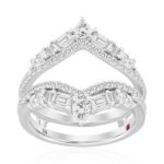 18K WHITE GOLD 1 1/2CT ROUND/BAGUETTE/OVAL/PEAR/EMERALD DIAMOND LADIES WRAP RING