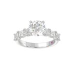 18K WHITE GOLD 1 1/2CT ROUND/EMERALD DIAMOND LADIES RING(CENTER STONE MOUNT ROUND DIAMOND 2CT) - Image 4