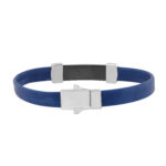 0.25 Ct Round Diamond Men�S Bracelet � Sterling Silver White With Rubber Strap (Blue/Black) - Image 2