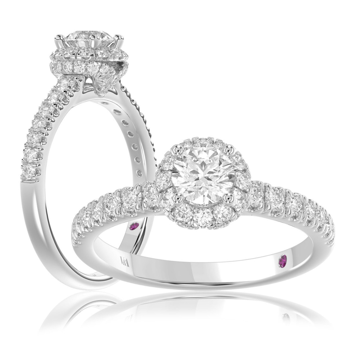 18318481_VA20407W-1201x1201.jpg 18K WHITE GOLD 1 1/3CT ROUND DIAMOND LADIES BRIDAL SET(CENTER STONE ROUND DIAMOND 1/2CT) - Image 1