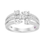18K WHITE GOLD 1 1/3CT ROUND/PEAR DIAMOND LADIES RING