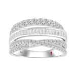 18K WHITE GOLD 1 1/4CT ROUND/BAGUETTE DIAMOND LADIES RING