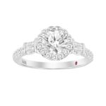 18K WHITE GOLD 1 1/4CT ROUND/BAGUETTE DIAMOND LADIES RING(CENTER STONE ROUND DIAMOND 3/4CT)