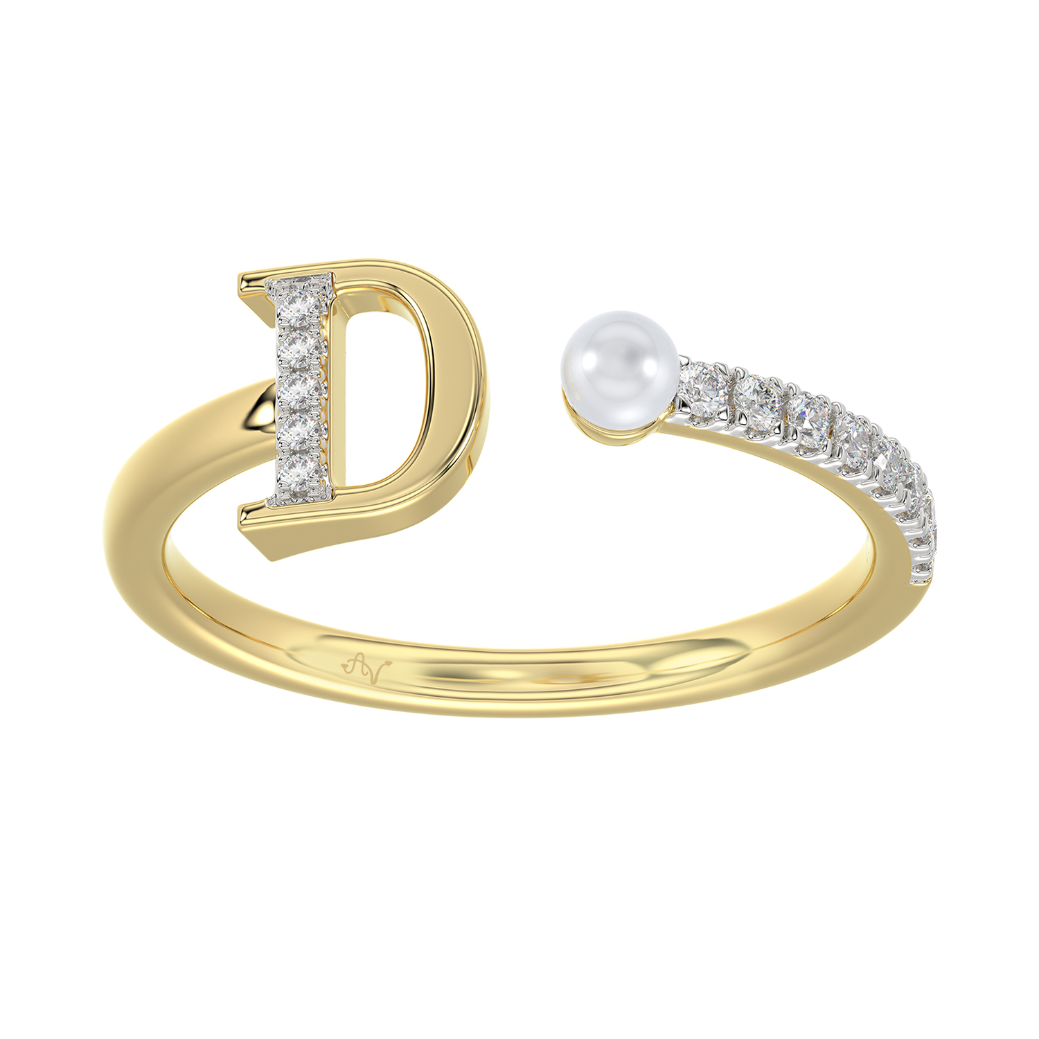 18318588_361239Y-5012492.jpg LADIES RING 0.10CT ROUND/PEARL DIAMOND 10K YELLOW GOLD - Image 1