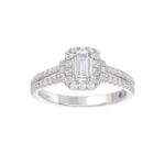 18K WHITE GOLD 1 1/4CT ROUND/EMERALD DIAMOND LADIES RING(CENTER STONE EMERALD DIAMOND 3/4CT) - Image 2