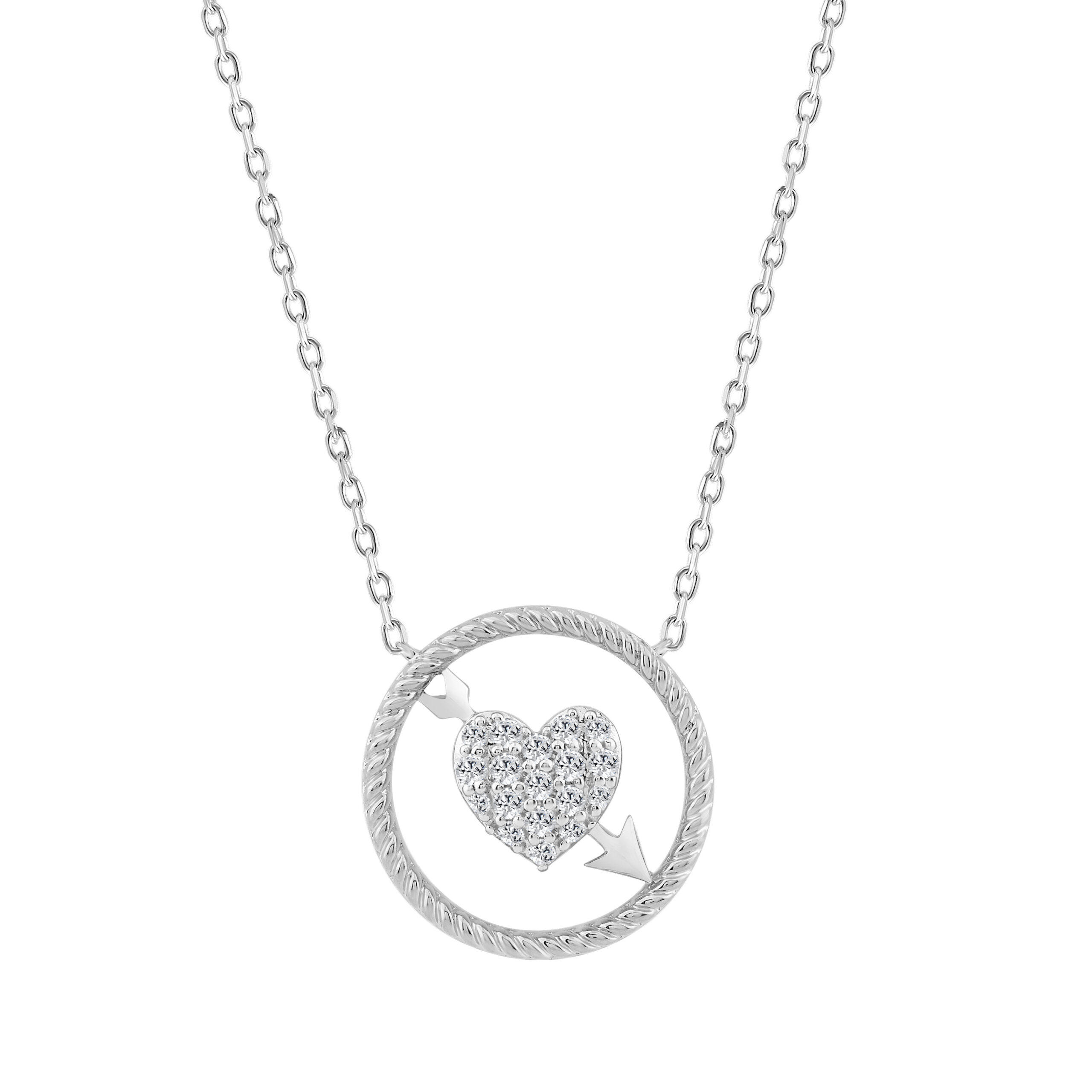 18318601_361294W-5012817.jpg 10K WHITE GOLD LADIES HEART AND ARROW PENDANT 0.15CT ROUND NATURAL DIAMOND, WITH CHAIN - Image 1
