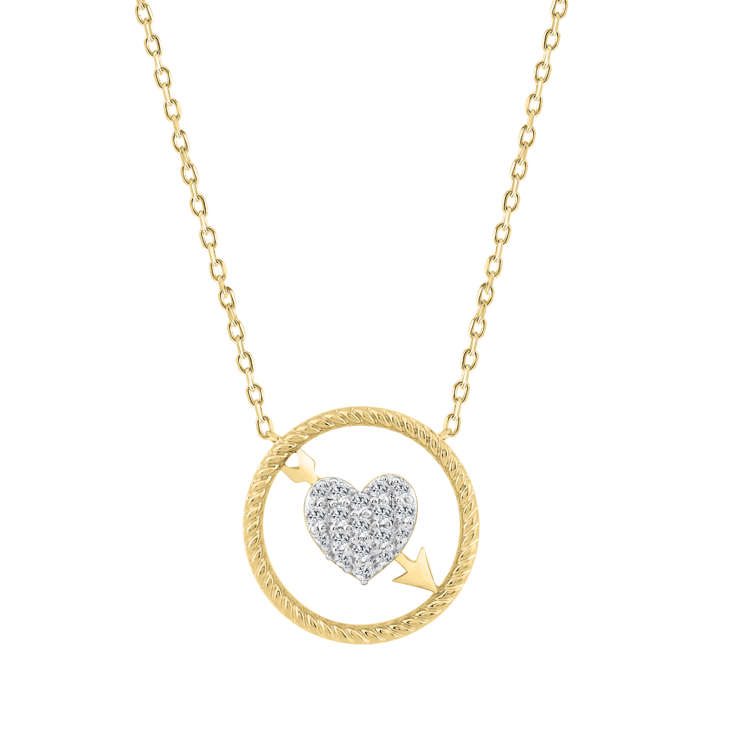 18318609_361294Y-5012818.jpg 10K YELLOW GOLD LADIES HEART AND ARROW PENDANT 0.15CT ROUND NATURAL DIAMOND, WITH CHAIN - Image 1
