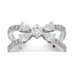 18K WHITE GOLD 1 1/4CT ROUND/PEAR DIAMOND LADIES RING