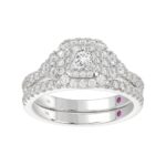 18K WHITE GOLD 1 5/8CT ROUND/PRINCESS DIAMOND LADIES RING(CENTER STONE PRINCESS DIAMOND 1/2CT) - Image 6