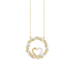 ELEGANCE�10K YELLOW GOLD 0.15CT TWISTED CIRCLE HEART & LADIES PENDANT ROUND DIAMOND WITH CHAIN