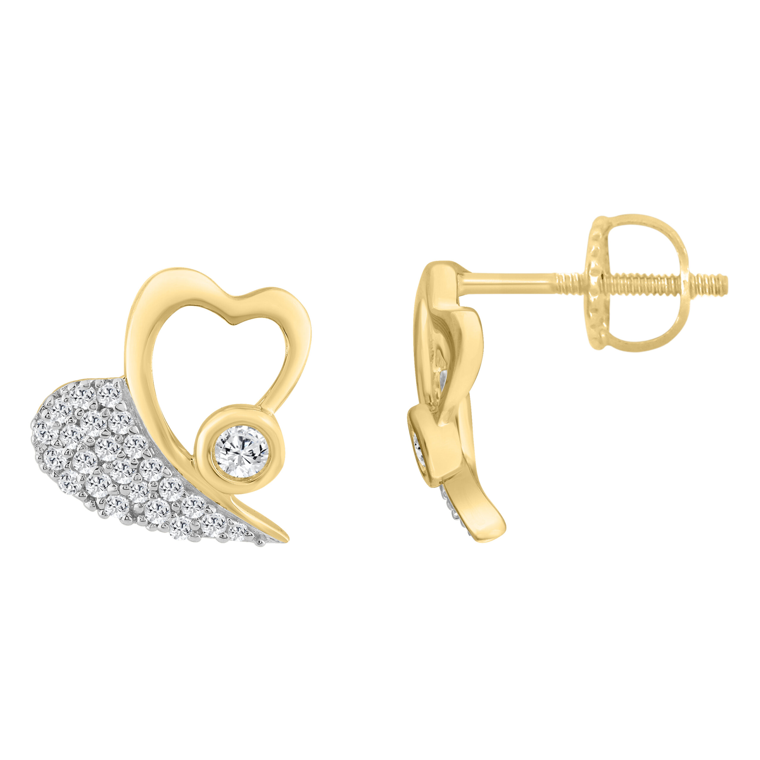 18318768_361802Y-5012791.jpg LADIES EARRINGS 0.20CT ROUND DIAMOND 10K YELLOW GOLD - Image 1