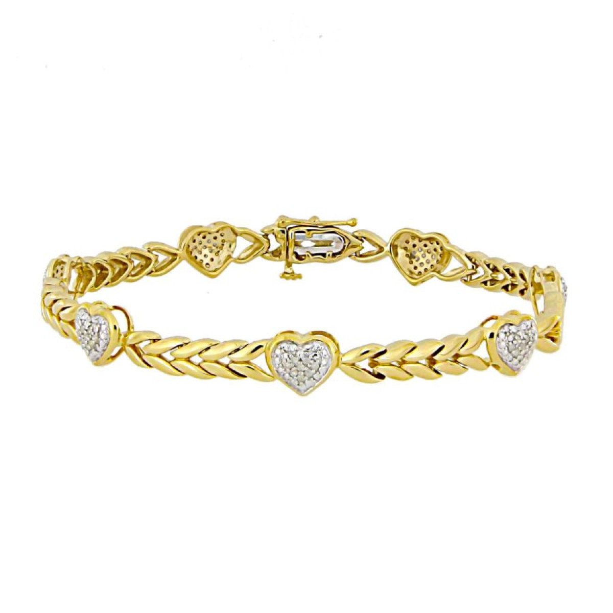 18318935_70856Y-SS-5046801.jpg Sterling Silver Yellow 0.20CT Round Diamond Heart Bracelet Women�S Fashion Fine Jewelry Bracelet - Image 1