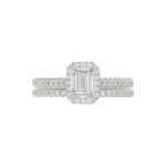 18K WHITE GOLD 1/2CT ROUND/EMERALD DIAMOND LADIES BRIDAL SET(CENTER STONE EMERALD DIAMOND 3/4CT) - Image 4