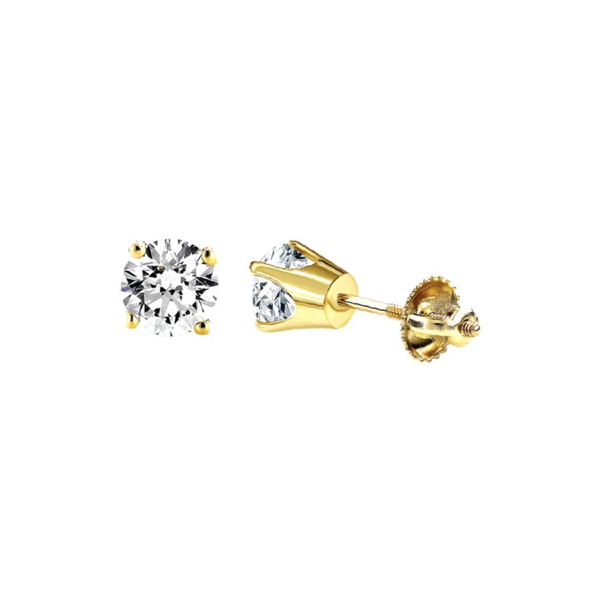 18318956_77486Y-A-5046807.jpg 14K Yellow Gold Round Diamond Stud Earrings 0.50CT Elegant Women�S Diamond Jewelry - Image 1
