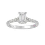 18K WHITE GOLD 1CT ROUND/EMERALD DIAMOND LADIES RING(CENTER STONE EMERALD DIAMOND 3/4CT) - Image 3