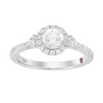 18K WHITE GOLD 7/8CT ROUND/BAGUETTE DIAMOND LADIES RING(CENTER STONE ROUND DIAMOND 1/2CT)
