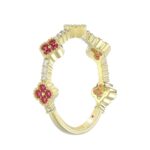 18K YELLOW GOLD 1/4CT ROUND DIAMOND LADIES RING (COLOR STONE ROUND RUBY DIAMOND 1/10CT) - Image 3
