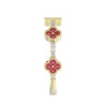 18K YELLOW GOLD 1/4CT ROUND DIAMOND LADIES RING (COLOR STONE ROUND RUBY DIAMOND 1/10CT) - Image 5
